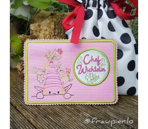 Stickdatei ITH - Mug Rug Wichtel